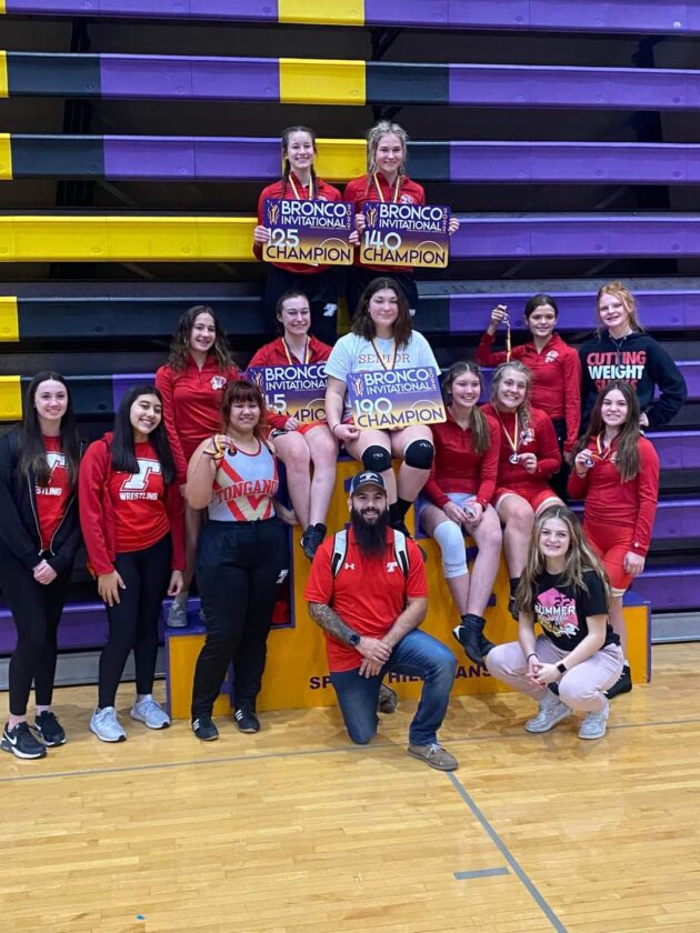 Tonganoxie High girls wrestling 3rd at Bronco Invite; THS boys top